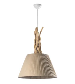 Lampadario "woody" legno e sabbia, e27