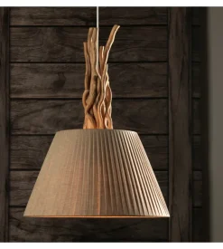 Lampadario "woody" legno e sabbia, e27