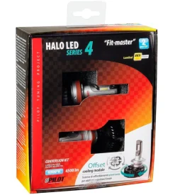 Lampade led per auto 9-32v halo led serie 4 fit-master - (h8-h9-h11-h16) - 25w - pgj19-x - 2 pz  - scatola  57800