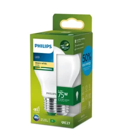 Lampadina led a goccia philips satinato luce calda 75w, 2700k e27