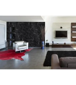 Lastra decorativa in polipropilene con stampa effetto marmo opaco "black", 100x50 cm