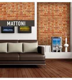 Lastra decorativa in polipropilene con stampa effetto mattoni, 100x50 cm