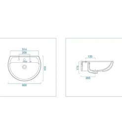 Lavabo in ceramica bianco "colibri 2", geberit