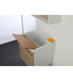 Lavatoio sospeso bianco e rovere, 60x50x61 cm