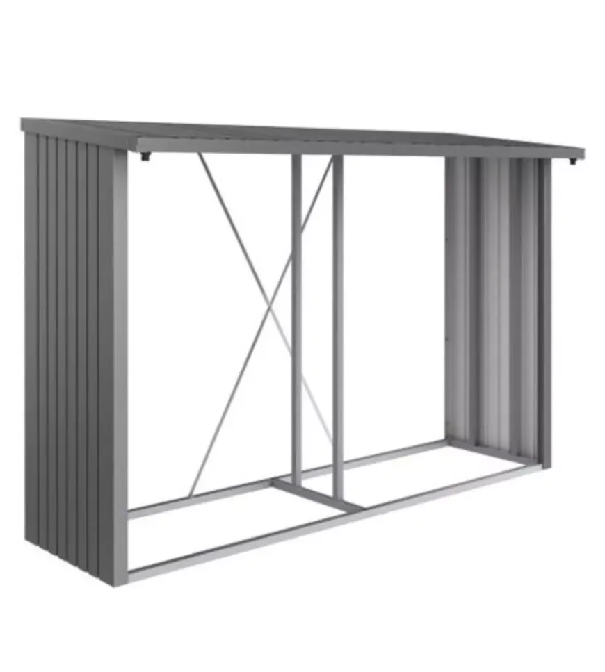 Legnaia biohort "woodstock 300" in acciaio zincato grigio quarzo metallizzato, 300,7x102x199 cm - 38040