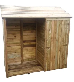Legnaia da esterno in legno con sgabuzzino 187x78x157/187 cm