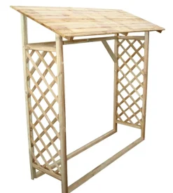 Legnaia da giardino in legno con griglia senza pavimento 180x66x154/177 cm