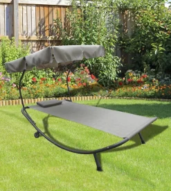 Lettino amaca da esterno eurogarden con tettuccio colore beige 200 x 110 x 110 cm