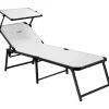 Lettino prendisole reclinabile con tettuccio brunner "marbella high" in alluminio e syntex plus bianco 198x64x48 cm