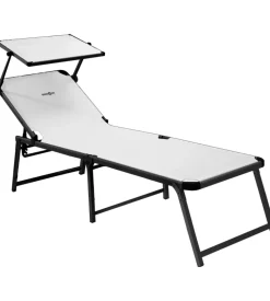 Lettino prendisole reclinabile con tettuccio brunner "marbella high" in alluminio e syntex plus bianco 198x64x48 cm
