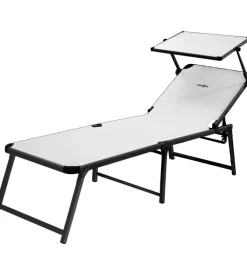 Lettino prendisole reclinabile con tettuccio brunner "marbella high" in alluminio e syntex plus bianco 198x64x48 cm