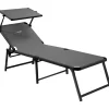 Lettino prendisole reclinabile con tettuccio brunner "marbella high" in alluminio e syntex plus grigio 198x64x48 cm