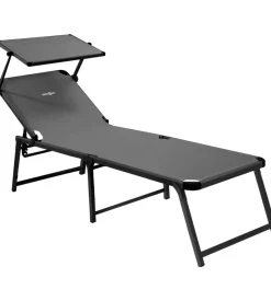 Lettino prendisole reclinabile con tettuccio brunner "marbella high" in alluminio e syntex plus grigio 198x64x48 cm