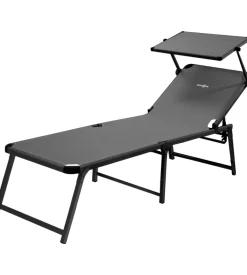 Lettino prendisole reclinabile con tettuccio brunner "marbella high" in alluminio e syntex plus grigio 198x64x48 cm