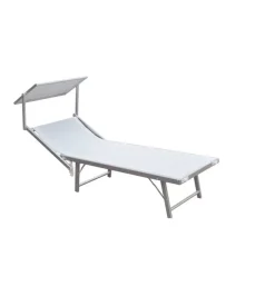 Lettino prendisole reclinabile essenza "ibiza" in alluminio e textilene bianco 183x59x36 cm