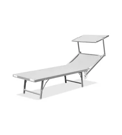 Lettino prendisole reclinabile essenza "ibiza" in alluminio e textilene bianco 183x59x36 cm