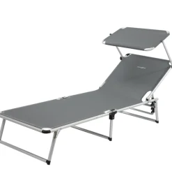 Lettino prendisole reclinabile con tettuccio brunner "malibu" in alluminio e syntex plus grigio 189x61x26 cm