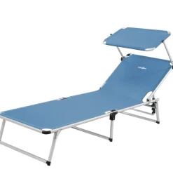 Lettino prendisole reclinabile con tettuccio brunner "malibu" in alluminio e syntex plus blu 189x61x26 cm