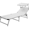 Lettino prendisole reclinabile con tettuccio brunner "marbella" in alluminio e syntex plus bianco 192x67x30 cm