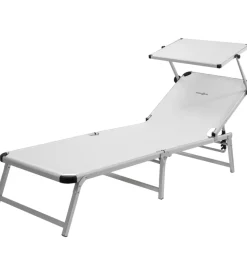 Lettino prendisole reclinabile con tettuccio brunner "marbella" in alluminio e syntex plus bianco 192x67x30 cm
