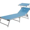 Lettino prendisole reclinabile con tettuccio brunner "marbella" in alluminio e syntex plus azzurro 192x67x30 cm