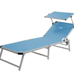 Lettino prendisole reclinabile con tettuccio brunner "marbella" in alluminio e syntex plus azzurro 192x67x30 cm