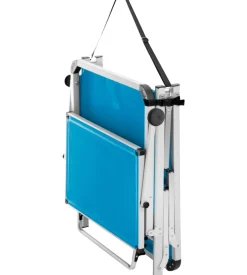 Lettino prendisole reclinabile con tettuccio brunner "marbella" in alluminio e syntex plus azzurro 192x67x30 cm
