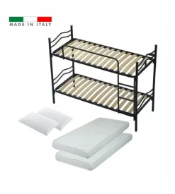 Letto a castello con rete a doghe somnus 2 cuscini e 2 materassi 203x145,5x83 cm
