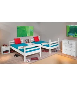 Letto a castello in pino massello bianco 200x102x148 cm