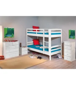 Letto a castello in pino massello bianco 200x102x148 cm