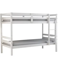 Letto a castello "lione" in pino massello bianco laccato 199,5x97x150 cm