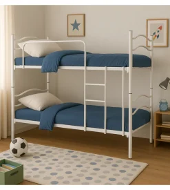 Letto a castello singolo scomponibile somnus in metallo bianco 203x145,5x83 cm