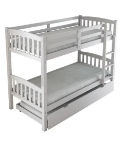 Letto a castello "tolosa" in pino massello bianco 201x98x154 cm