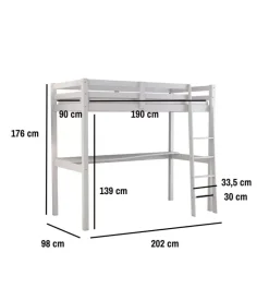 Letto a soppalco con scrivania 