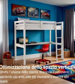 Letto a soppalco con scrivania 