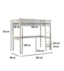Letto a soppalco con scrivania 