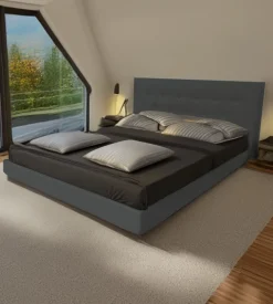 Letto matrimoniale bellahome "parigi" grigio scuro 160x200x102 cm