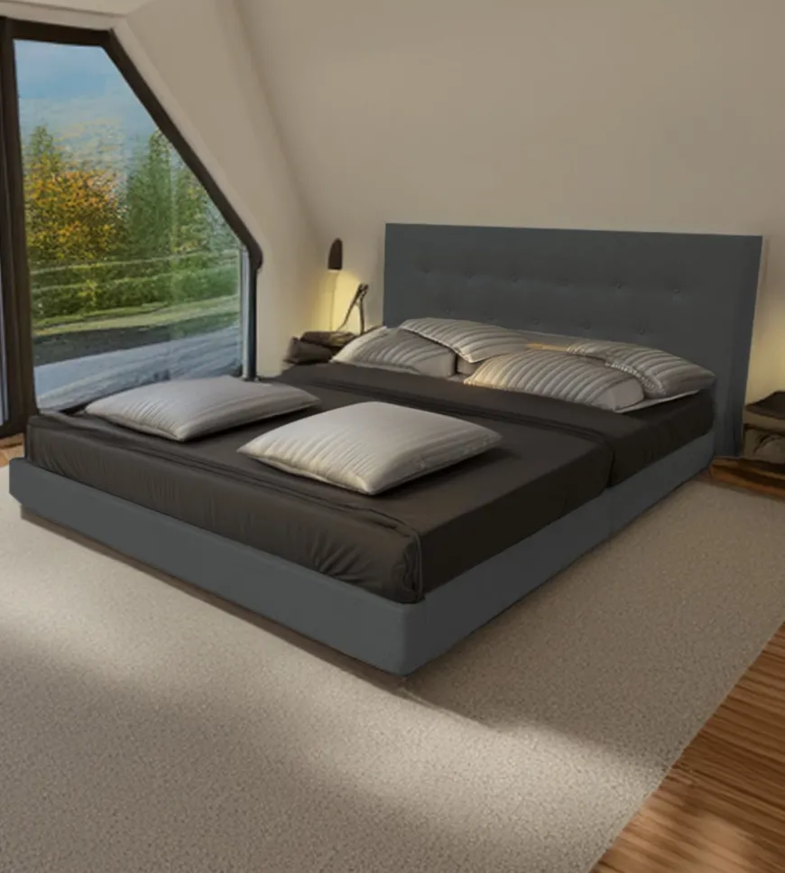 Letto matrimoniale bellahome "parigi" grigio scuro 160x200x102 cm