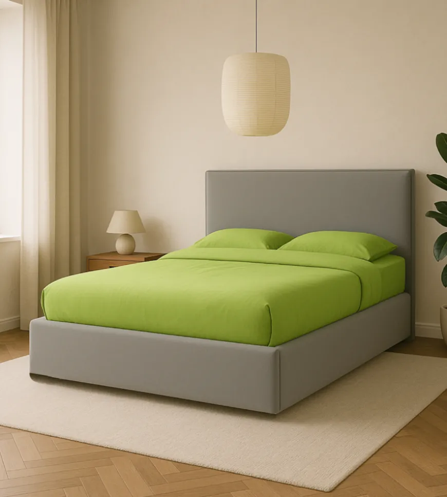 Letto matrimoniale contenitore "zoom" in ecopelle grigio 160x190 cm