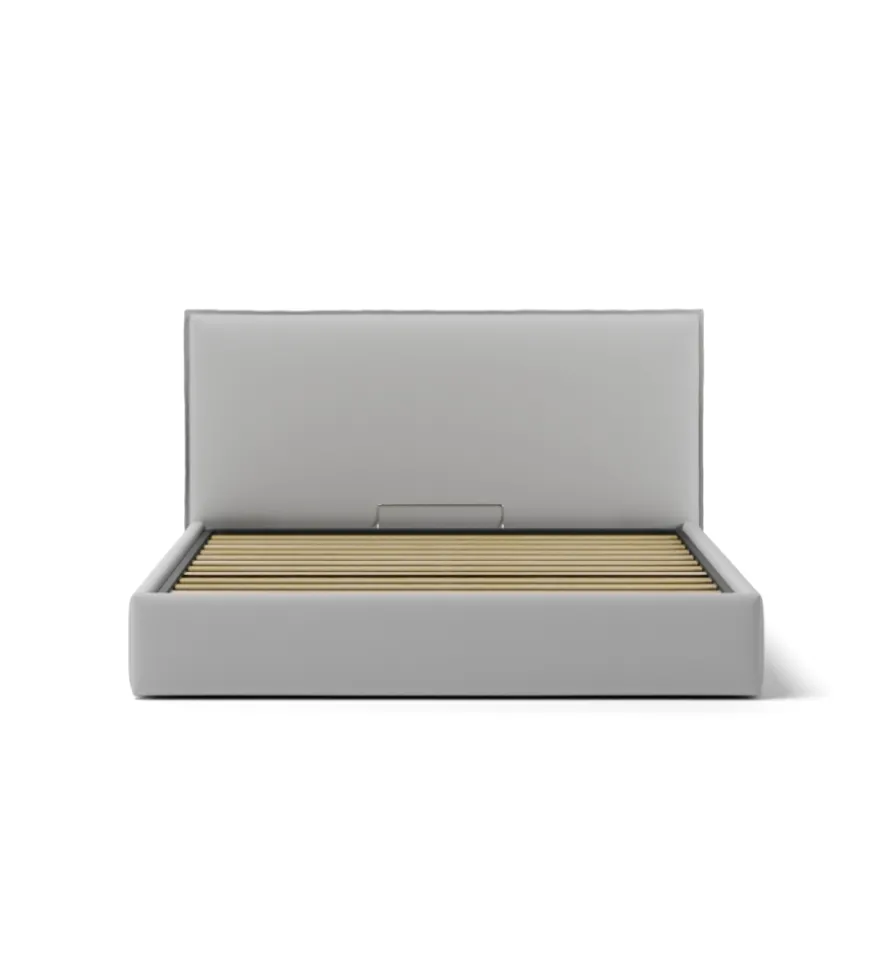 Letto matrimoniale contenitore "zoom" in ecopelle grigio 160x190 cm
