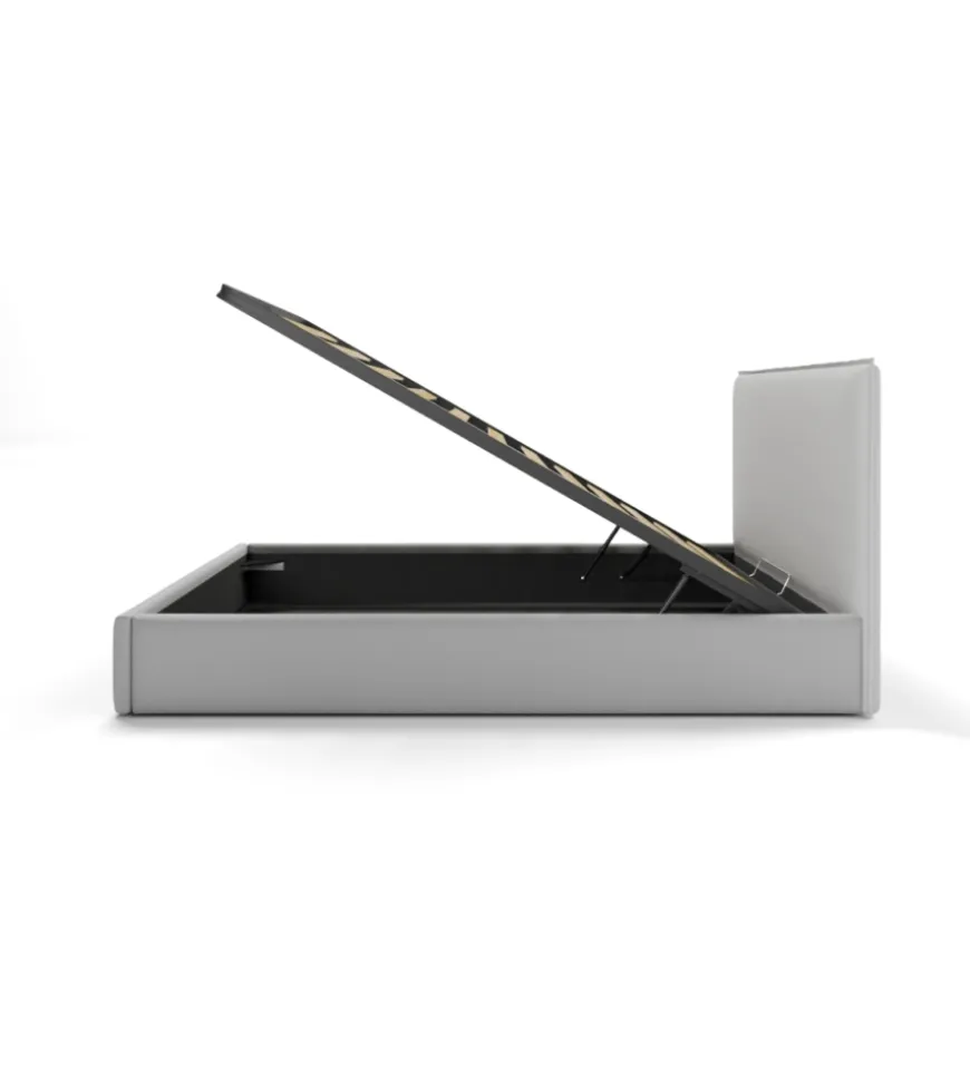 Letto matrimoniale contenitore "zoom" in ecopelle grigio 160x190 cm