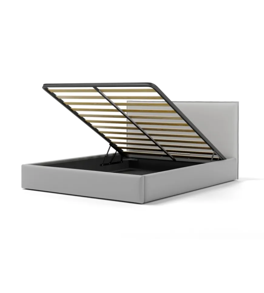 Letto matrimoniale contenitore "zoom" in ecopelle grigio 160x190 cm