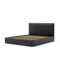 Letto matrimoniale contenitore "zoom" in ecopelle nero 160x190 cm
