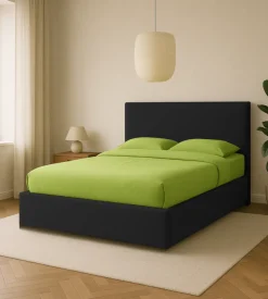 Letto matrimoniale contenitore "zoom" in ecopelle nero 160x190 cm