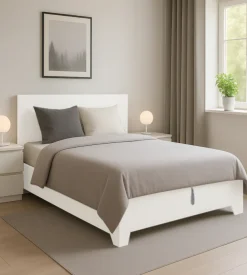 Letto matrimoniale contenitore con piedini "hi box" bianco 160x190 cm