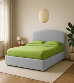 Letto matrimoniale contenitore "moon" in ecopelle grigio 160x190 cm