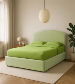 Letto matrimoniale contenitore "moon" in tessuto verde 160x190 cm