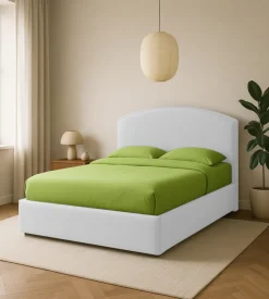 Letto matrimoniale contenitore "moon" in tessuto bianco 160x190 cm