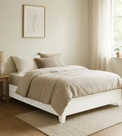 Letto matrimoniale contenitore con piedini "bed box" bianco 160x190 cm