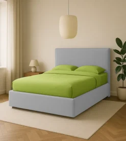 Letto matrimoniale contenitore "zoom" in tessuto perla 160x190 cm